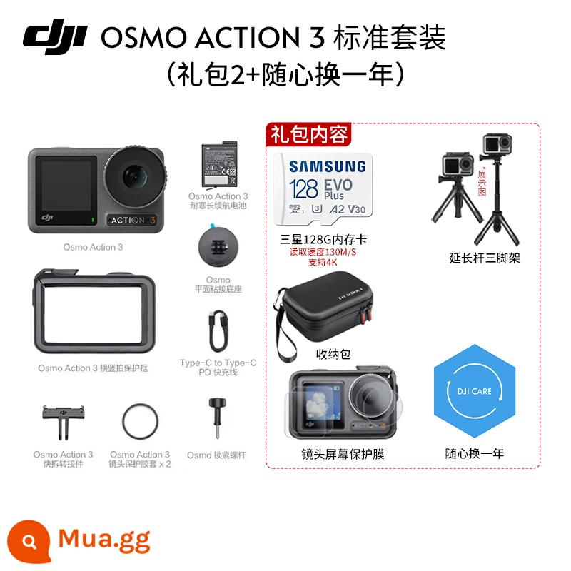 Camera thể thao DJI ACTION3 chống nước chống rung độ nét cao live 5k selfie - Bộ tiêu chuẩn + gói quà tặng 2 (bao gồm đổi trả 1 năm tùy ý)