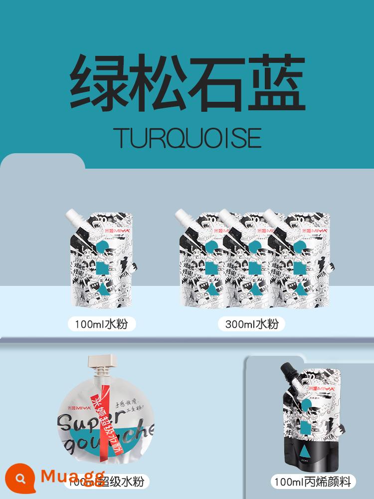 Túi bổ sung Mia túi bổ sung sắc tố gouache kỳ cục 100ml Thạch Mia đặc biệt dành cho sinh viên mỹ thuật 300ml thay màu bằng titan trắng trắng acrylic trắng chất liệu sơn màu nước trắng ngọc trai - xanh ngọc lam