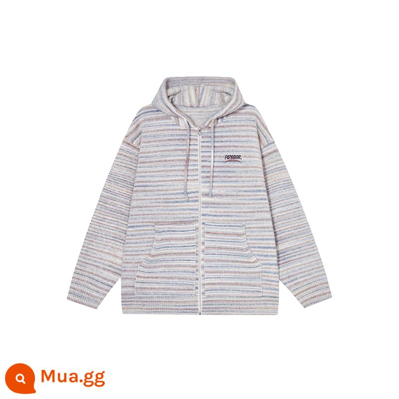 [Cửa hàng chính thức của F426] Áo khoác len cardigan có mũ trùm đầu thương hiệu thời trang quốc gia mùa xuân hip-hop - xám