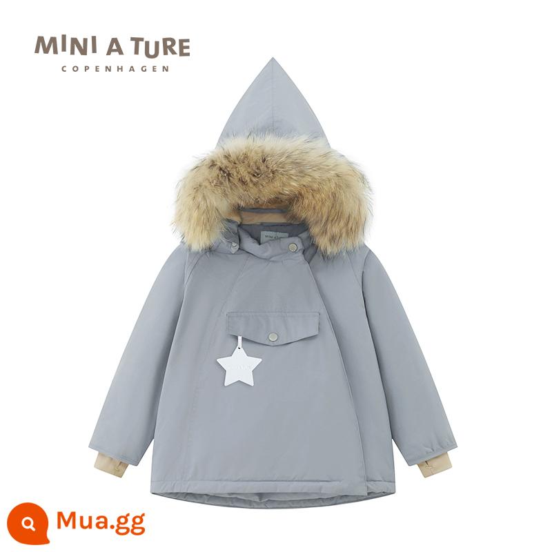 Quần áo trẻ em thu nhỏ của Đan Mạch 23 mùa đông mới áo khoác nhung dày cotton chống nước cho nam và nữ dành cho trẻ nhỏ và vừa - tượng đài màu xanh