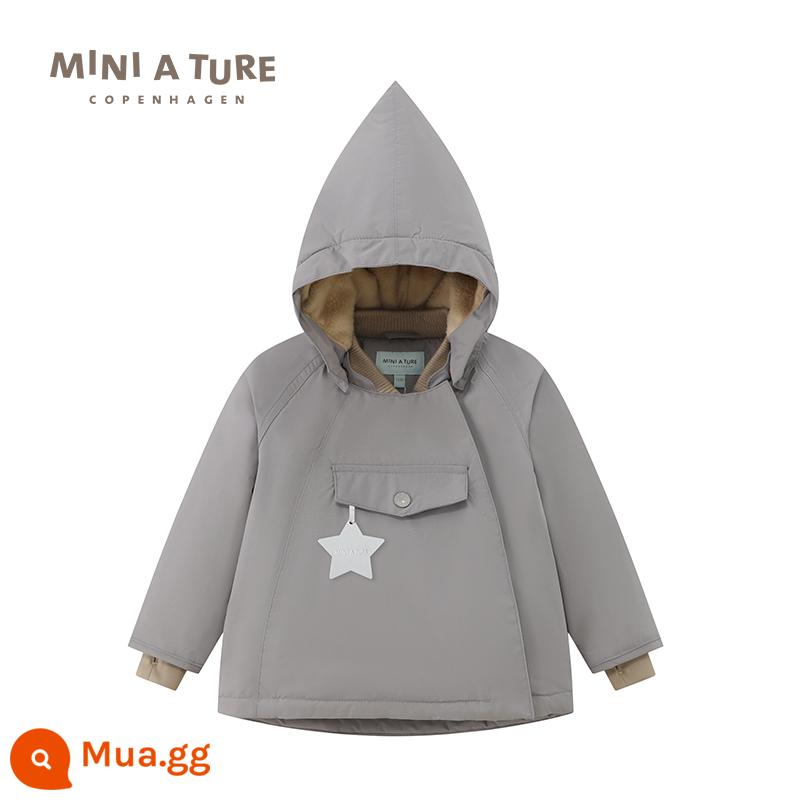 Quần áo trẻ em thu nhỏ của Đan Mạch 23 mùa đông mới áo khoác nhung dày cotton chống nước cho nam và nữ dành cho trẻ nhỏ và vừa - Kẽm tím (không có cổ lông)