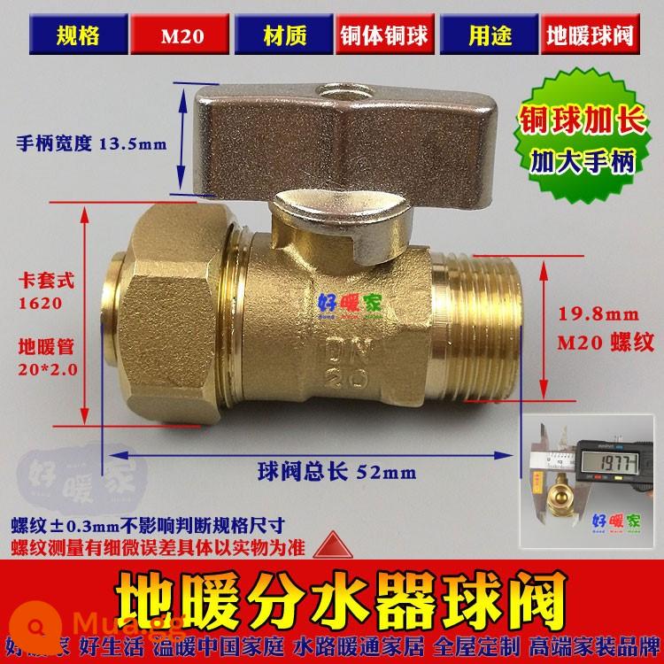 Làm Nóng Tầng Chia Nước Van Bi Địa Nhiệt Van Phụ Kiện Bảo Trì Tay Cầm Công Tắc M18m20 Lưu Lượng Lớn Bằng Đồng Bóng 3 Điểm 4 - Bóng đồng M20 có tay cầm lớn dài 51MM