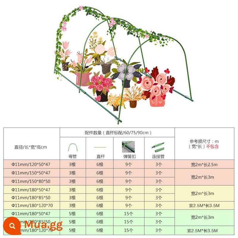 Nhiều thịt nhà kính hoa giá cách nhiệt phòng hoa chống gió chống đông chống mưa nhà máy ấm hoa đổ chống côn trùng hỗ trợ nhà kính trồng rau - Mô hình đơn giản dài 120 rộng 50 cao 47 ba lần uốn (không bao gồm màng)