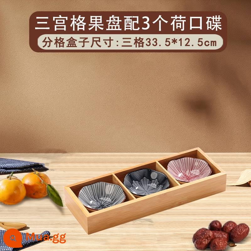 Một bộ hộ gia đình lưới trong nhà bếp rang đỏ nồi trà xung quanh bếp kiểu Nhật thiết bị pha trà sân ngoài trời - Đĩa đựng trái cây ba ô vuông [có ba đĩa]