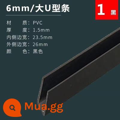 5-12mm hình chữ U dải bể cá khung viền dải rãnh cạnh dải kính chống va chạm góc dải PVC chất liệu trang trí - Chiều rộng mặt đen lớn U6mm 23 * 26mm