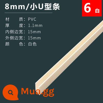 5-12mm hình chữ U dải bể cá khung viền dải rãnh cạnh dải kính chống va chạm góc dải PVC chất liệu trang trí - Cạnh trắng nhỏ U8mm rộng 15*15mm