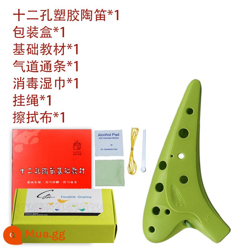 Fengya ocarina 12 lỗ nhựa nhựa plastic alto C-tune 12 lỗ AC-tune ocarina SC sinh viên mới bắt đầu - Green Grass SC (treble C) [tặng đầy đủ phụ kiện và giáo cụ]