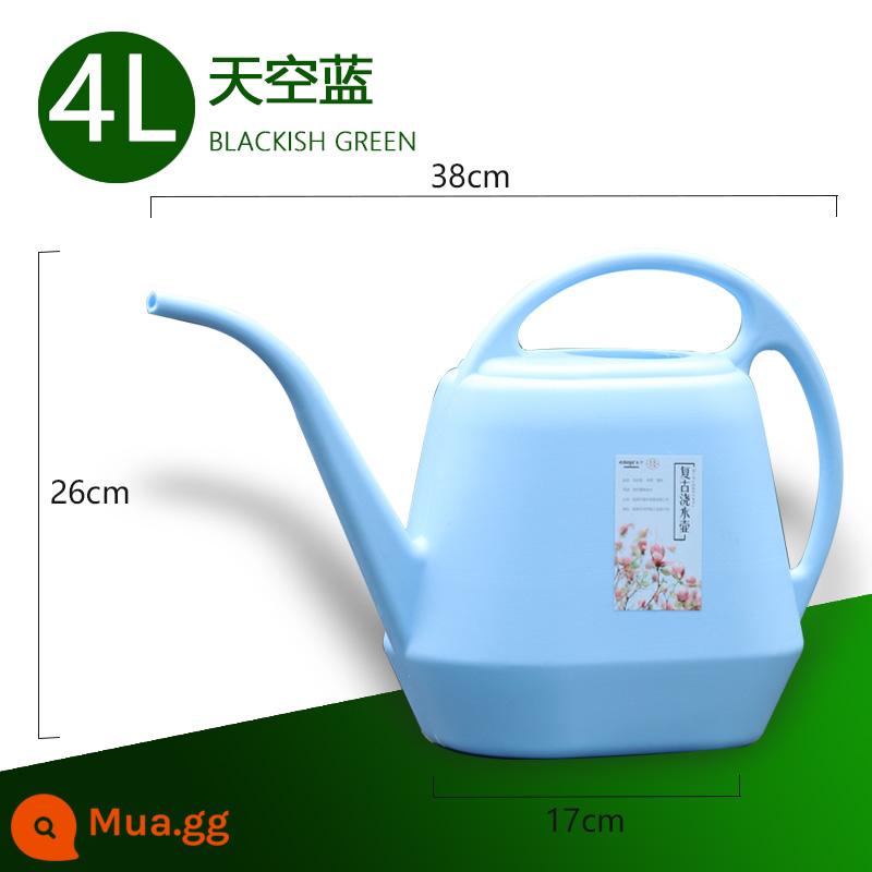 4L công suất lớn dài miệng bình tưới hộ gia đình nhựa dụng cụ làm vườn bình tưới giải trí xanh vật có hoa trong chậu bình tưới - 4L màu xanh da trời