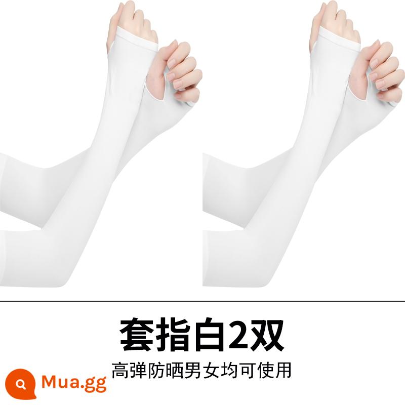 Mùa hè đen nguyên chất hình xăm kem chống nắng băng tay nam băng lụa tay nữ tia cực tím armguards đi găng tay mỏng tất - Bộ ngón tay trắng·2 đôi