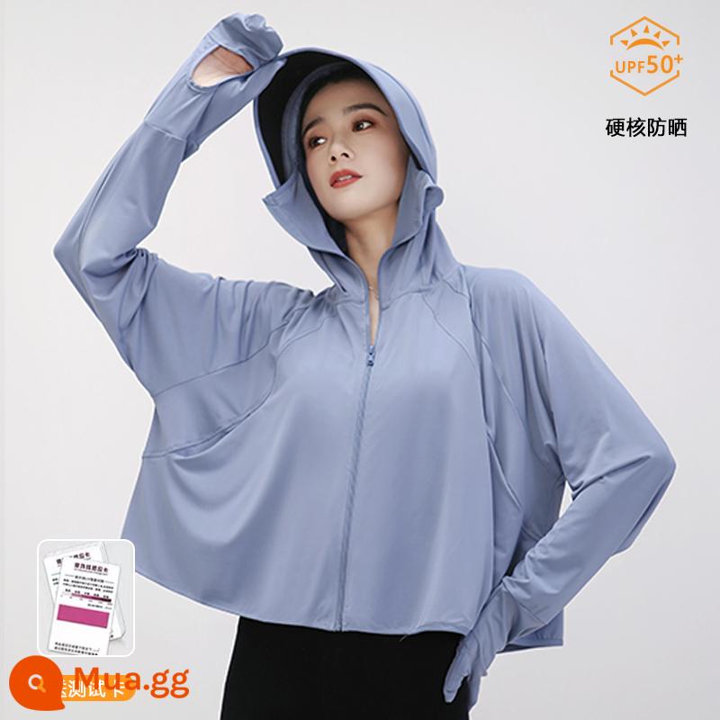 Quần Áo Chống Nắng Nữ Mùa Hè Mới 2023 Áo Mỏng Băng Lụa Cardigan Chống Tia UV Áo Khoác Chống Nắng Thoáng Khí Quần Áo - Găng tay - màu xanh khói (upf50+ thẻ kiểm tra miễn phí)