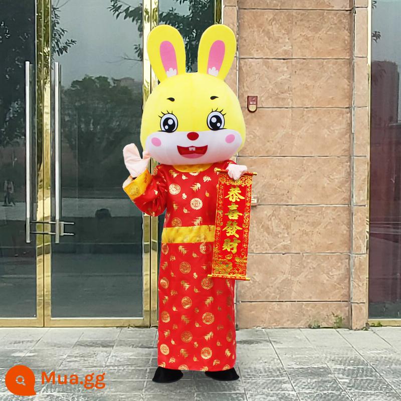 Thỏ hoạt hình Doll Quần áo Thỏ năm đi bộ Hoạt động Prot & Zodiac Linh vật hiệu suất Quần áo búp bê - Thỏ Thần Tài Tốt Lành Số 2 - Nguyên Bảo Miễn Phí (Trọn Bộ)