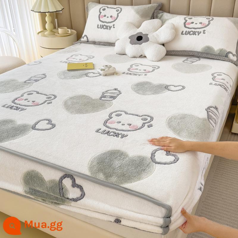 Jieliya sữa san hô mô hình Velvet Single Bed Bed Mids Matsus Mattp Mattop Caper Matsted Mattop Cast Set - gấu trà sữa