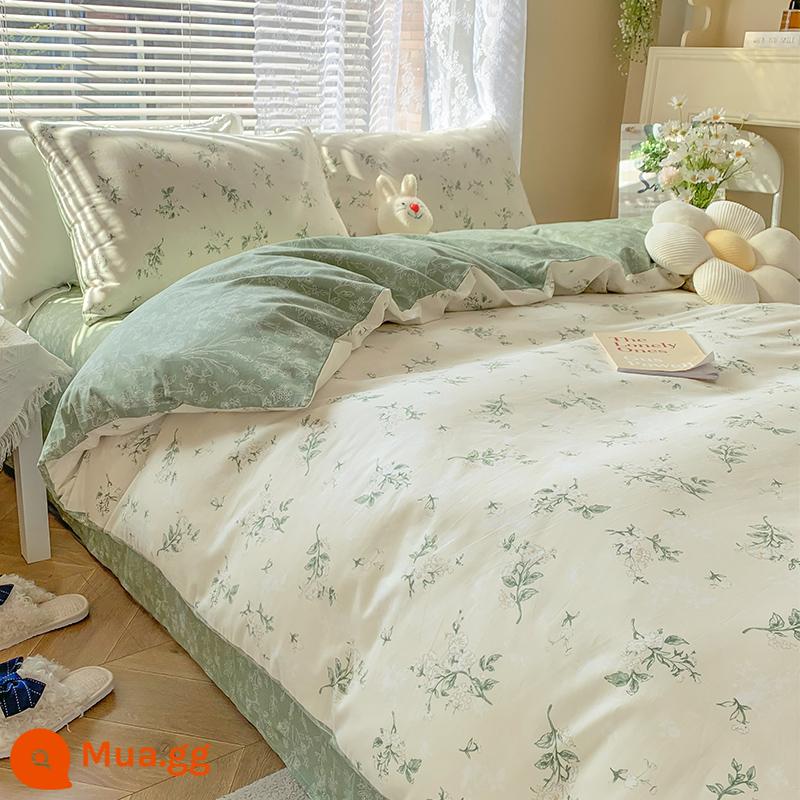 Jie Liya cotton nguyên chất vỏ chăn 1 mảnh 100 cotton vỏ chăn Bộ lõi vỏ chăn 150x200 vỏ chăn ga gối 200x230 - người thử trà