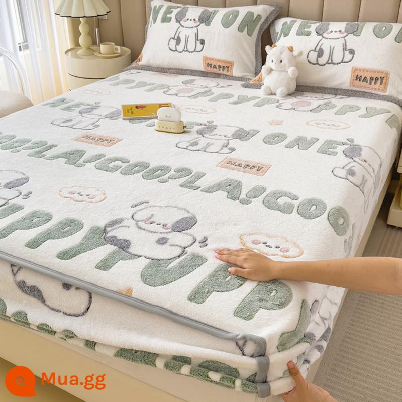 Jieliya sữa san hô mô hình Velvet Single Bed Bed Mids Matsus Mattp Mattop Caper Matsted Mattop Cast Set - chú chó đuổi theo giấc mơ