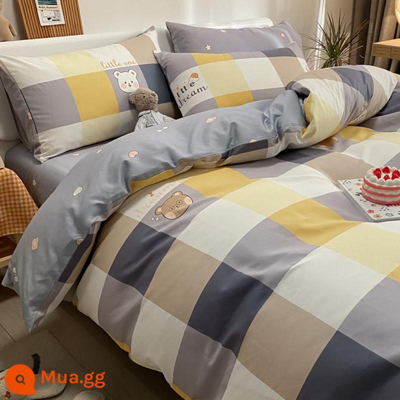 Jieliya Cotton Four Pack 100 All -cotton Plasma Single Single Winter Student Dormentory Giường ba bộ ba bộ 4 Set 4 - Đang lành lại