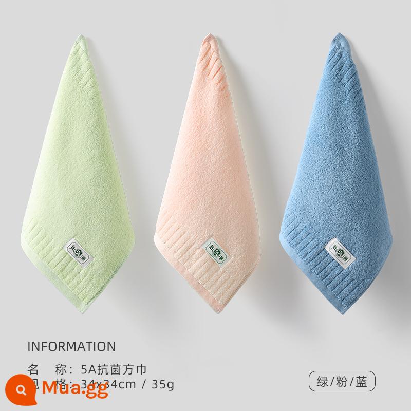 Khăn vuông trẻ em Jie Liya cotton nguyên chất kháng khuẩn rửa mặt tại nhà thấm hút nhanh khô macaron khăn mềm khăn nhỏ cho nữ - Khăn vuông kháng khuẩn xanh lam + xanh lá cây + hồng-Yunshang 5A