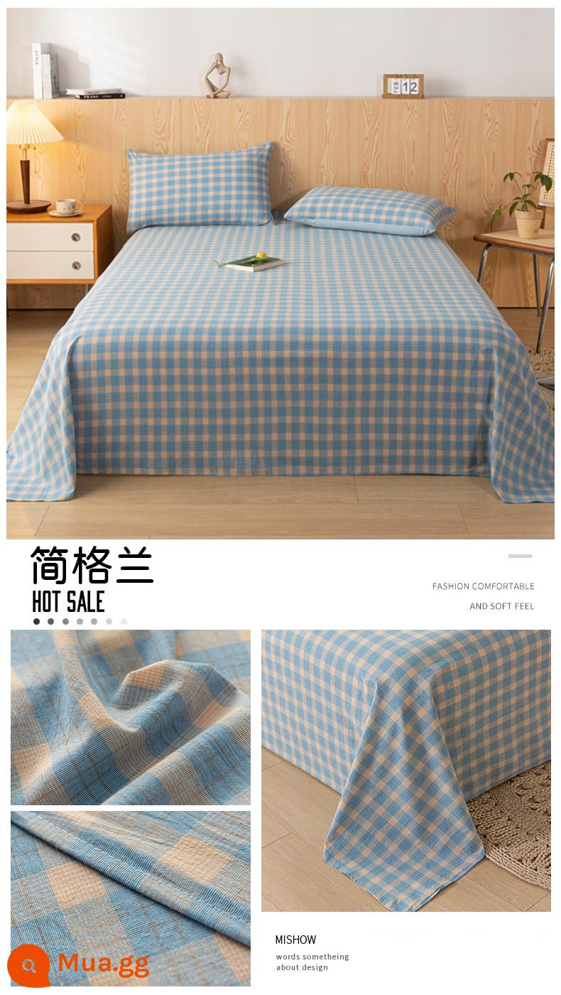 Jialiya cotton nguyên chất rửa sạch tấm bông mảnh duy nhất 100 nguyên chất bông chăn gối ba mảnh bộ ký túc xá sinh viên duy nhất - Jian Gelan [Bông Tân Cương đã giặt, không bị co rút hay vón cục]