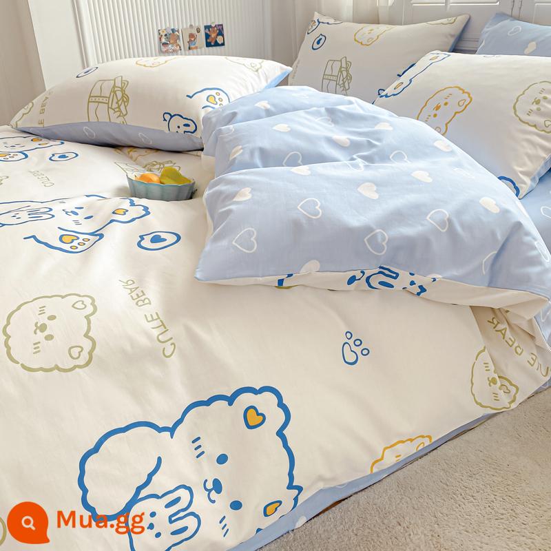 Jieliya Cotton Four Pack 100 All -cotton Plasma Single Single Winter Student Dormentory Giường ba bộ ba bộ 4 Set 4 - Panna cotta