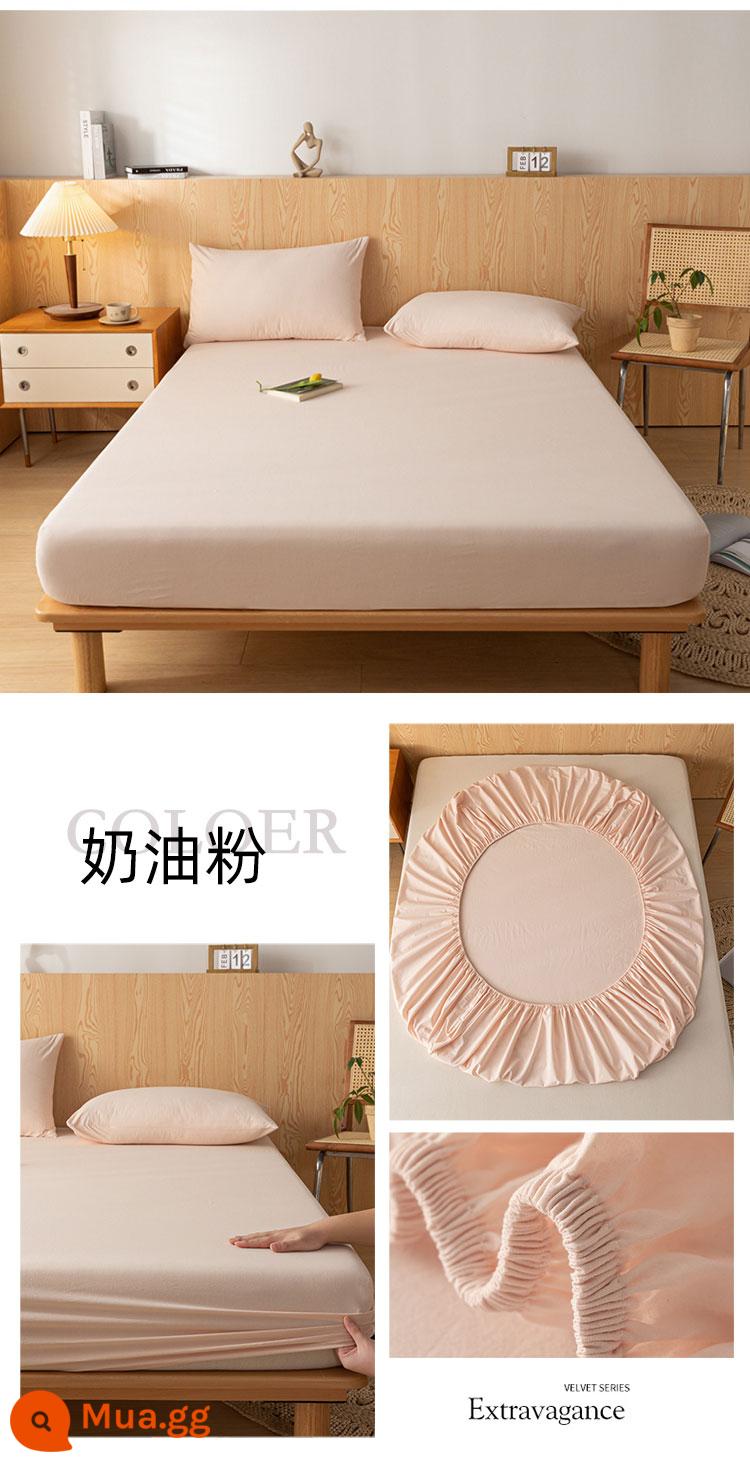 Jie Liya Bông Tân Cương Được Trang Bị Tấm Đơn Trải Giường Cotton Cotton Nguyên Chất Simmons Túi Giường Nệm Túi Bọc Giường Vỏ Bọc Bụi - Bột kem [bông Tân Cương chải kỹ, quy trình giặt sạch]