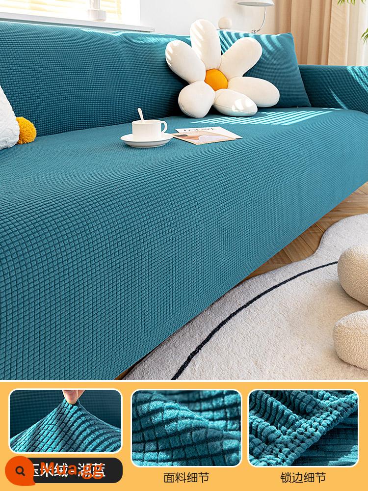 Bọc Ghế Sofa Tất Cả Hình Chữ Vạn Có Thể Bọc Lười Bọc Ghế Sofa Mới 2023 Bốn Mùa Đa Năng Co Giãn Bao Chống Mèo Xước - Ngô nhung-Hồ xanh [nên lấy lớn hơn một cỡ]