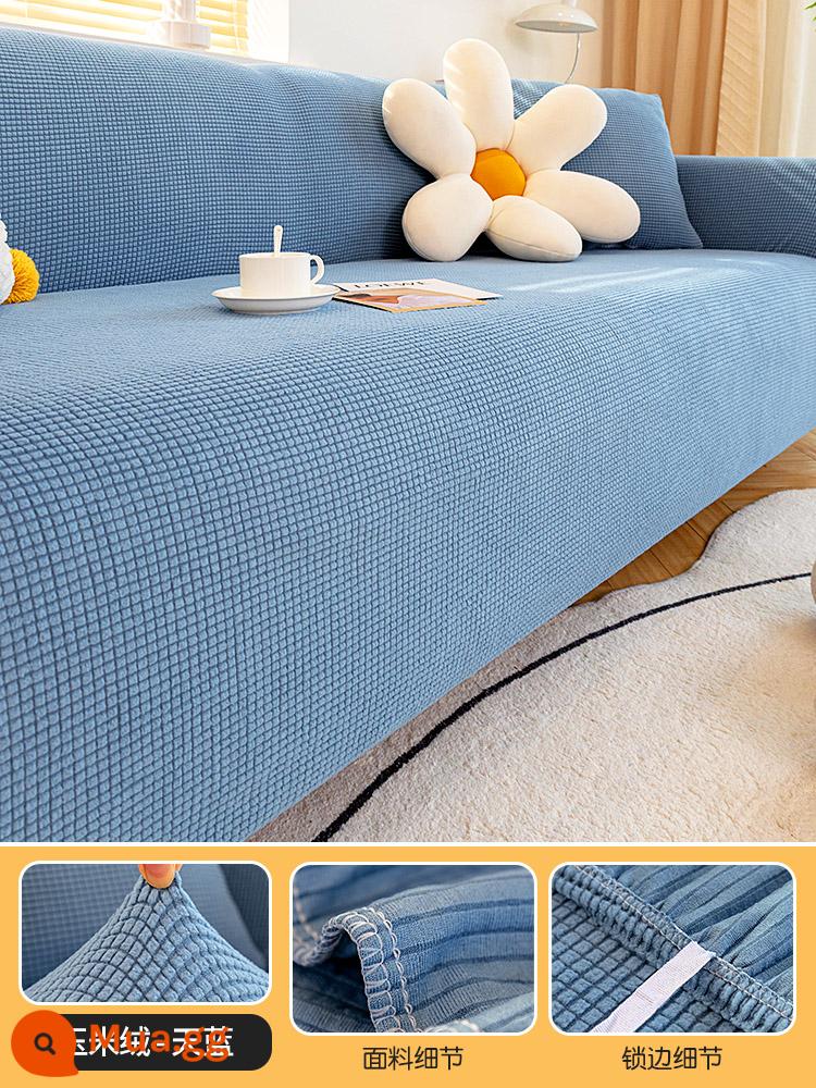 Bọc Ghế Sofa Tất Cả Hình Chữ Vạn Có Thể Bọc Lười Bọc Ghế Sofa Mới 2023 Bốn Mùa Đa Năng Co Giãn Bao Chống Mèo Xước - Màu xanh da trời nhung ngô [nên dùng lớn hơn một cỡ]