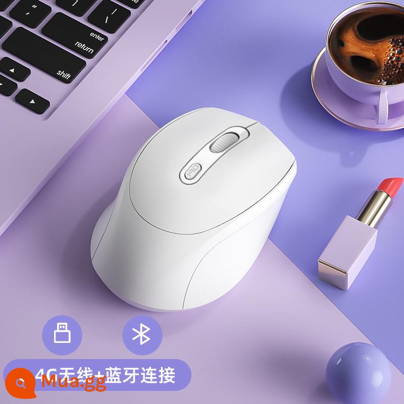 Máy tính xách tay Lenovo chuột bluetooth không dây đa năng thích hợp cho cô nàng công sở chuyên game câm mới nhỏ - [Snowy White] Phiên bản không dây Bluetooth + 2.4G★Sạc im lặng