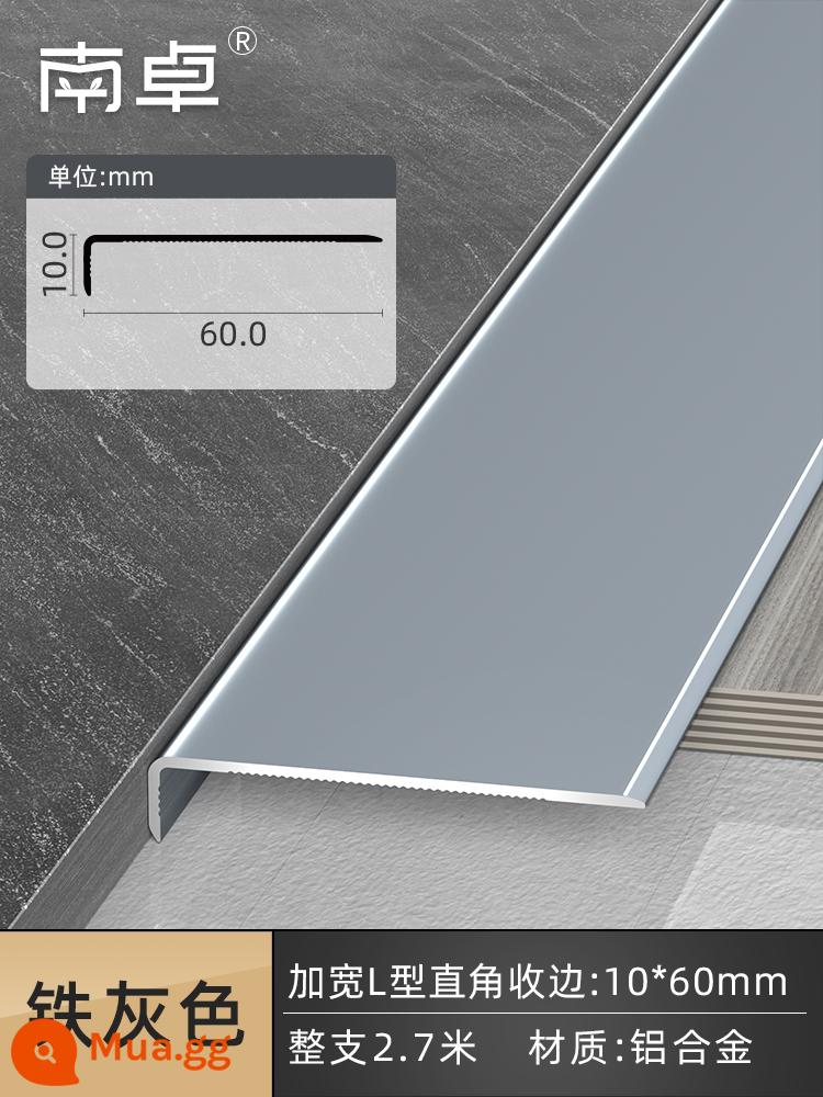 Dải viền hợp kim nhôm đường đóng gạch Sàn gỗ trang trí kim loại dải bảo vệ chống va chạm ngưỡng 7 chữ L ép cạnh bao bọc - 10mm*60mm sắt xám (2,7 mét)