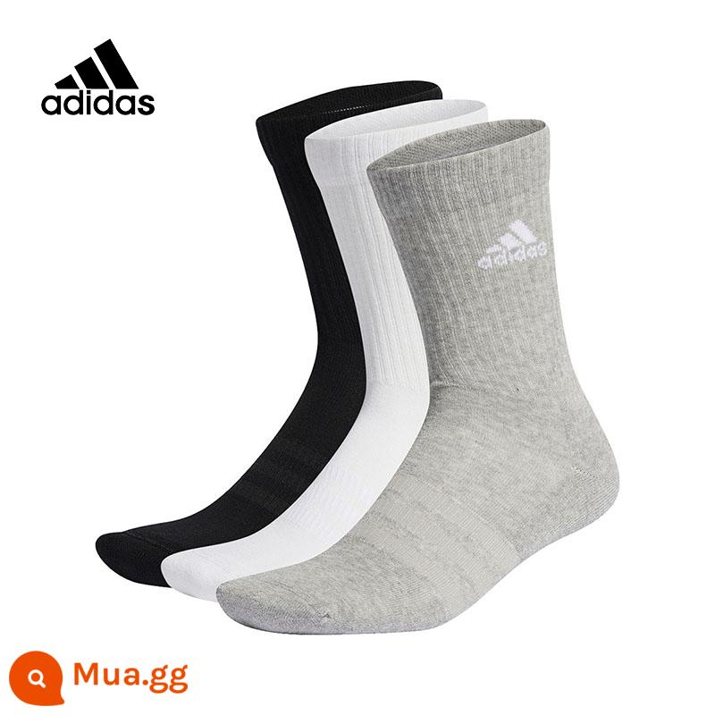 Vớ Adidasadidas, vớ bóng rổ, vớ thể thao, vớ cỏ ba lá nam, vớ trẻ em - [Đế khăn ngón chân và gót chân] IC1311 ba đôi đen trắng xám