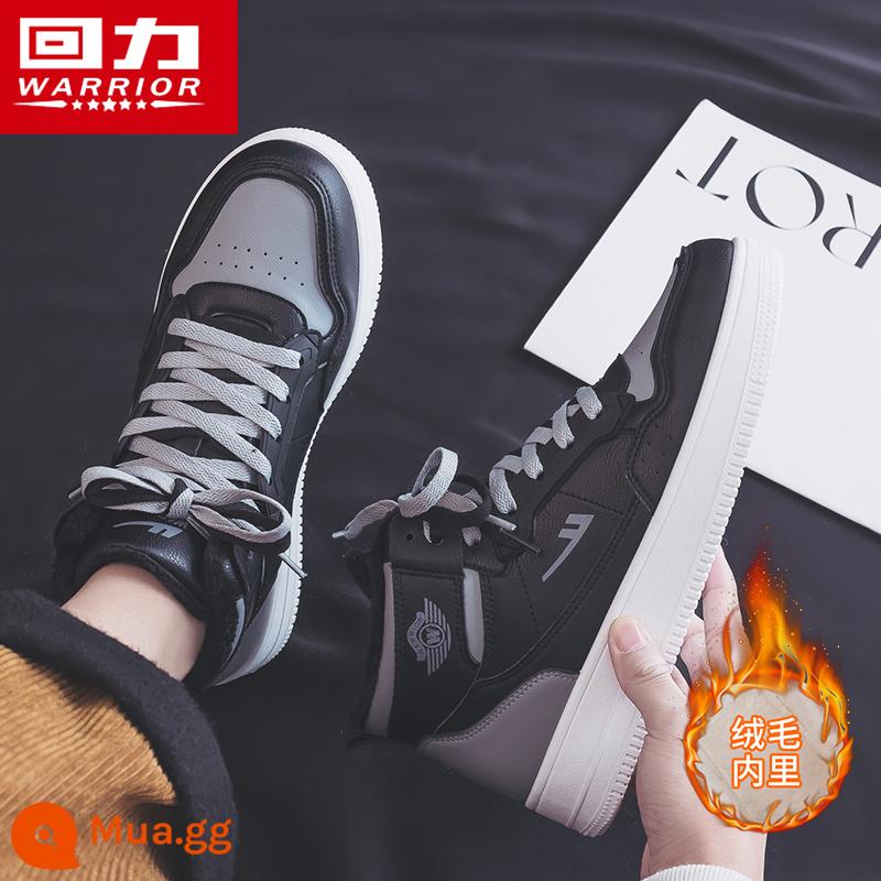 Giày Nam Kéo Lại Hai Giày Cotton Nam Mùa Đông Plus Nhung 2023 Mới Làm Dày Ấm Áp-Top Giày Thể Thao Thường Ngày Giày Sneaker - Đen (cộng với nhung)