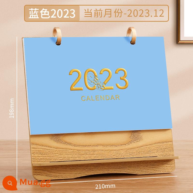 Lịch để bàn 2022 tùy chỉnh sáng tạo đơn giản trang trí máy tính để bàn lịch hàng tháng đến năm 2023 năm con thỏ khung gỗ lịch để bàn văn phòng làm việc lịch nhỏ kế hoạch nhận phòng lịch này logo doanh nghiệp đặt làm riêng - Khung gỗ 2023 màu xanh