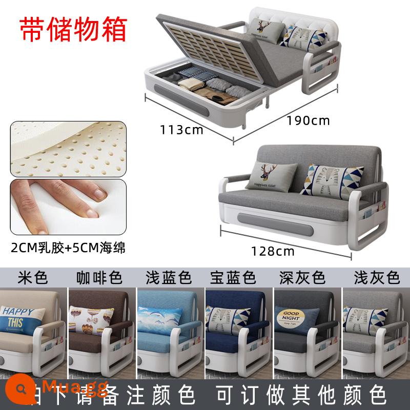 Sofa giường kép đơn giản đa chức năng lưu trữ có thể thu vào căn hộ nhỏ phòng khách kéo đẩy đơn sofa đôi có thể gập lại - 1,2 mét {mẫu latex} có ghi chú về màu bảo quản