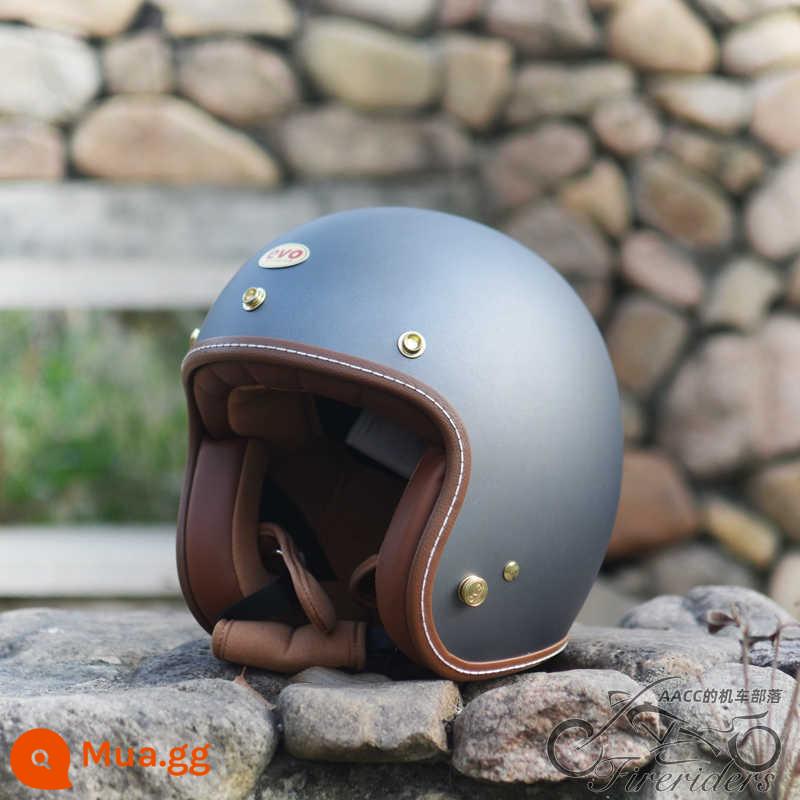 Đài Loan EVO Mũ Cứng Retro 34 Mũ Bảo Hiểm Nửa Đầu Máy Vespa Giang Cát Đạp Nam Nữ Thân Mũ Bảo Hiểm Nhỏ Với Kính Mát Ống Kính - Khóa tháo nhanh dòng sang trọng màu xám sắt mờ (evo)