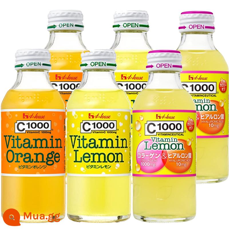 Nước cốt chanh xanh giải tỏa mệt mỏi vitamin C1000 Nhật Bản Good servant C1000 Nước uống collagen có ga 140ml - 6 chai (mỗi loại 2 chai)