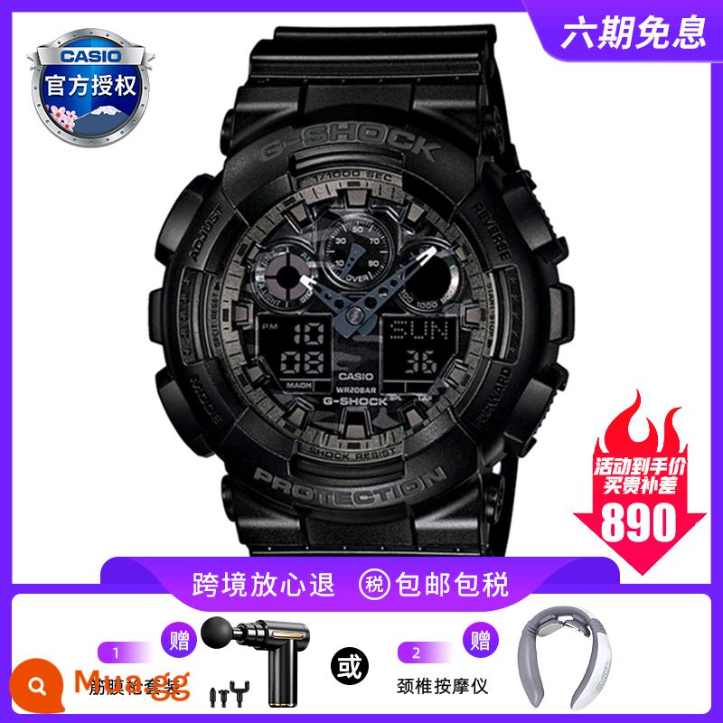 Đồng hồ CasioCASIO nam thể thao học sinh GA110 chính hãng gshock dark night light màu đen chiến binh giới hạn - Chuyên gia xử lý bom/súng quà tặng GA-100CF-1ADR