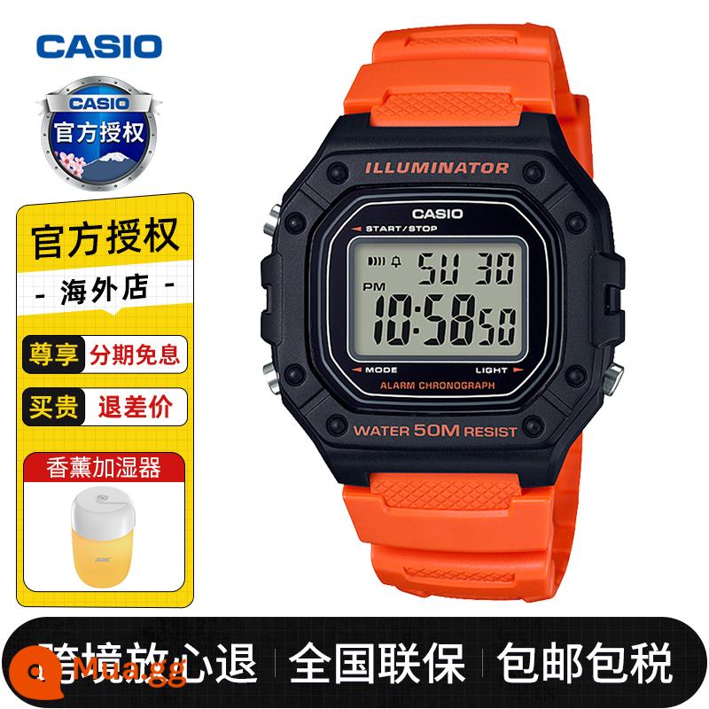 Đồng hồ casio mặt vuông nhỏ nam gshock sinh viên thể thao điện tử thủy triều chống nước đồng hồ nam nữ ae-1200whd - Máy tạo ẩm miễn phí W-218H-4B2VDF