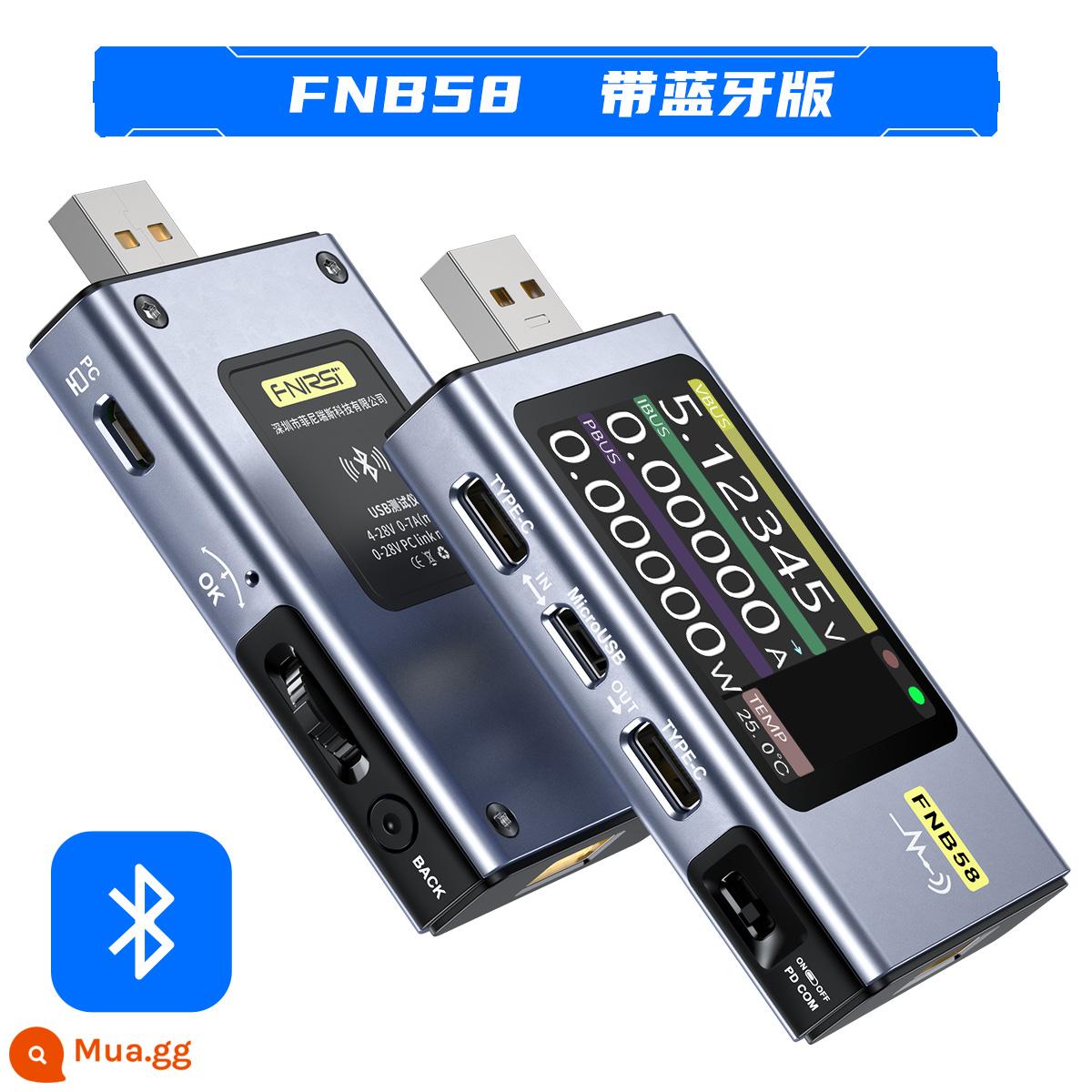 FNIRSI-FNB58 Ampe kế điện áp USB Máy kiểm tra điện áp sạc nhanh Type-C đánh lừa giao thức QC/PD - FNB58 với phiên bản Bluetooth