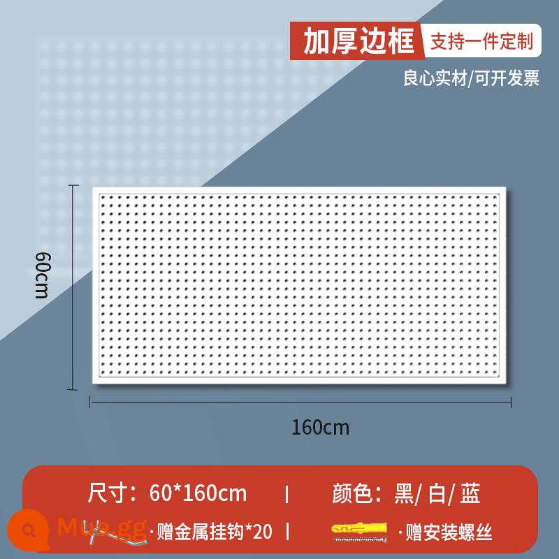 Lỗ tròn bảng lỗ có giá để đồ bằng thép không gỉ đục lỗ công cụ lưu trữ treo bảng treo tường tùy chỉnh phần cứng móc giá trưng bày - Phiên bản khung mở rộng [60*160] dày đi kèm 20 móc 10 cm