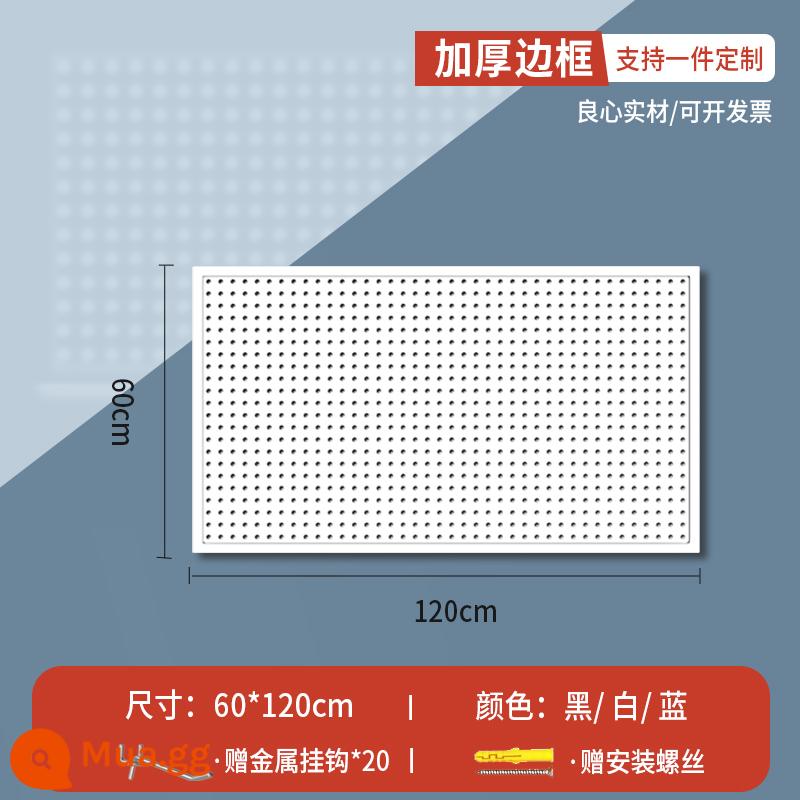 Lỗ tròn bảng lỗ có giá để đồ bằng thép không gỉ đục lỗ công cụ lưu trữ treo bảng treo tường tùy chỉnh phần cứng móc giá trưng bày - Phiên bản khung mở rộng [60*120] dày đi kèm 20 móc 10 cm