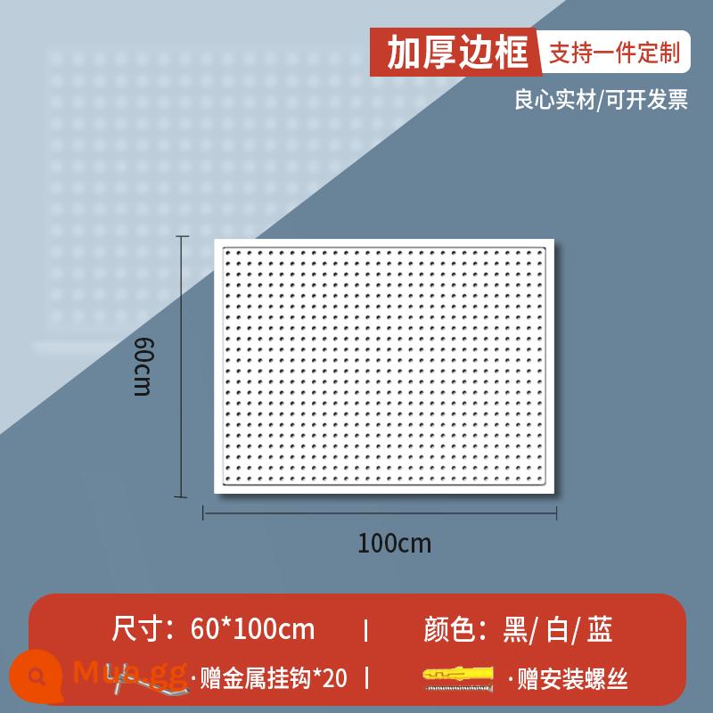 Lỗ tròn bảng lỗ có giá để đồ bằng thép không gỉ đục lỗ công cụ lưu trữ treo bảng treo tường tùy chỉnh phần cứng móc giá trưng bày - Phiên bản khung mở rộng [60*100] dày đi kèm 20 móc 10 cm