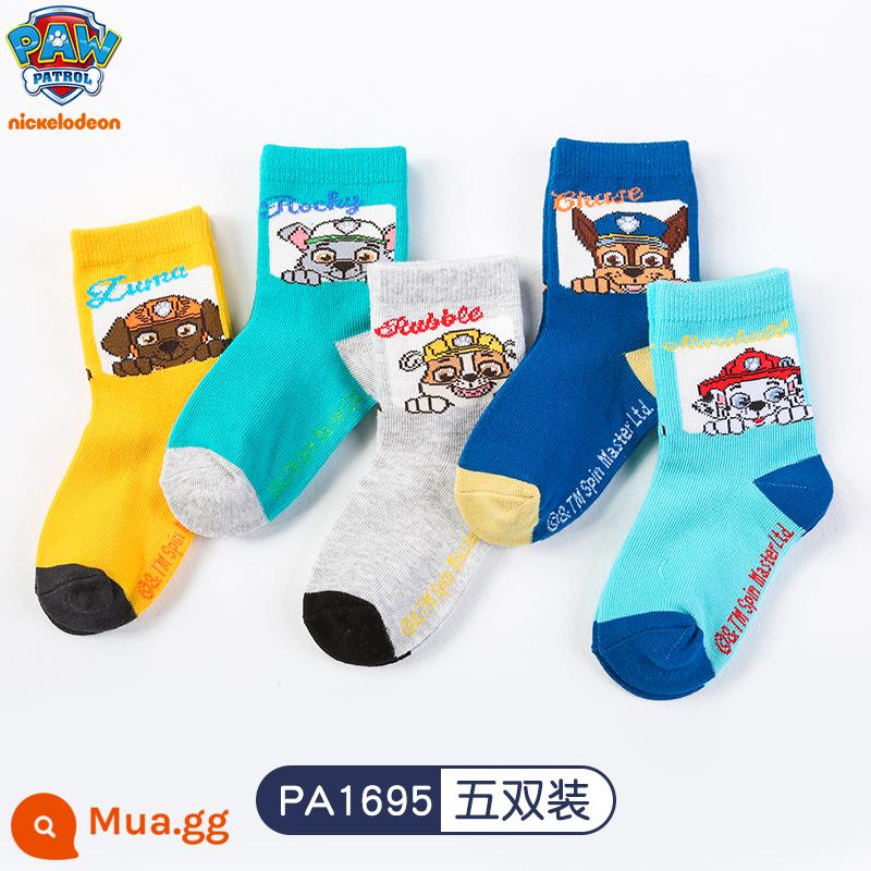 Wangwang Đội Vớ Trẻ Em Cotton Nguyên Chất Bé Trai Hoạt Hình Cho Bé Vớ Cotton Xuân Hạ Thu Đông 2-3-6 Tuổi Vớ Bé Trai - PA1695-Năm cặp màu phù hợp