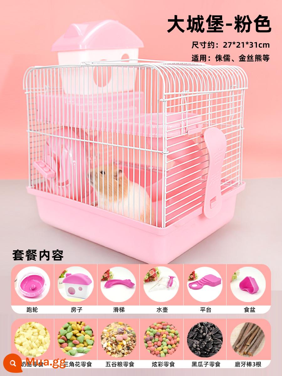 Lồng chuột hamster gấu vàng biệt thự siêu lớn sang trọng hamster nhỏ cung cấp gói hoàn chỉnh lồng lâu đài acrylic hai lớp - Big Castle Pink Tặng Gói Quà Cho Người Mới