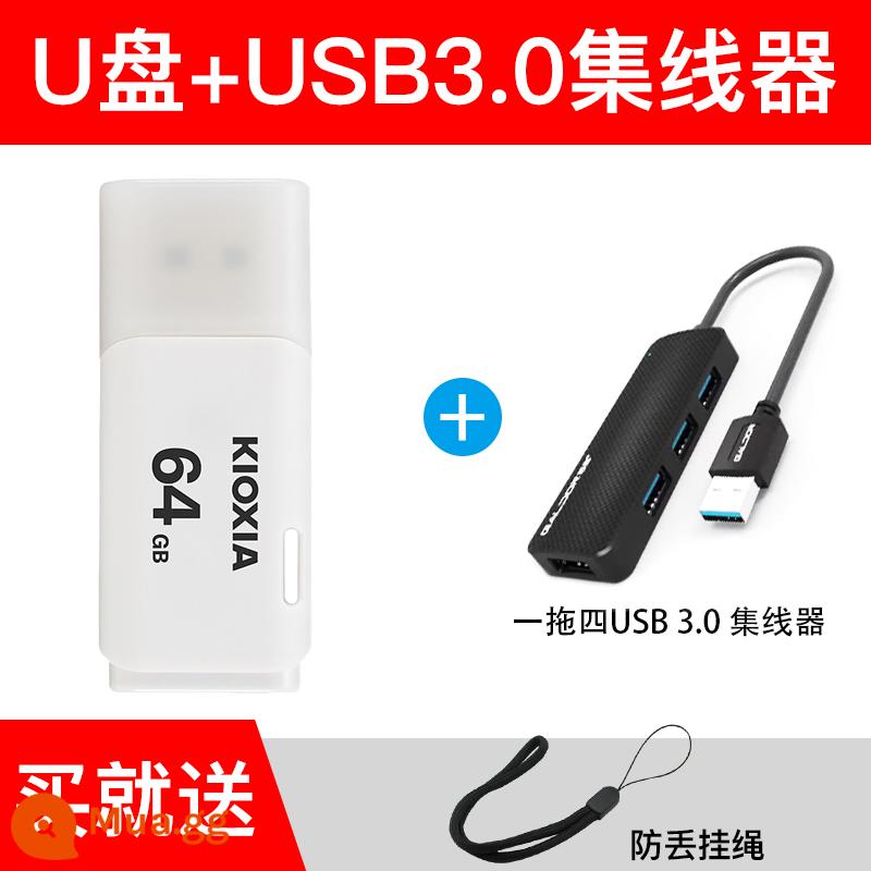 ổ đĩa flash kioxia/Kioxia 64g U202 đèn flash chim ưng tốc độ cao cá tính doanh nhân sáng tạo dễ thương máy tính xe hơi USB ổ đĩa flash 64g chính hãng ổ đĩa flash Toshiba chính hãng chính hãng - 64G trắng + bộ mở rộng USB 3.0/đi kèm dây buộc