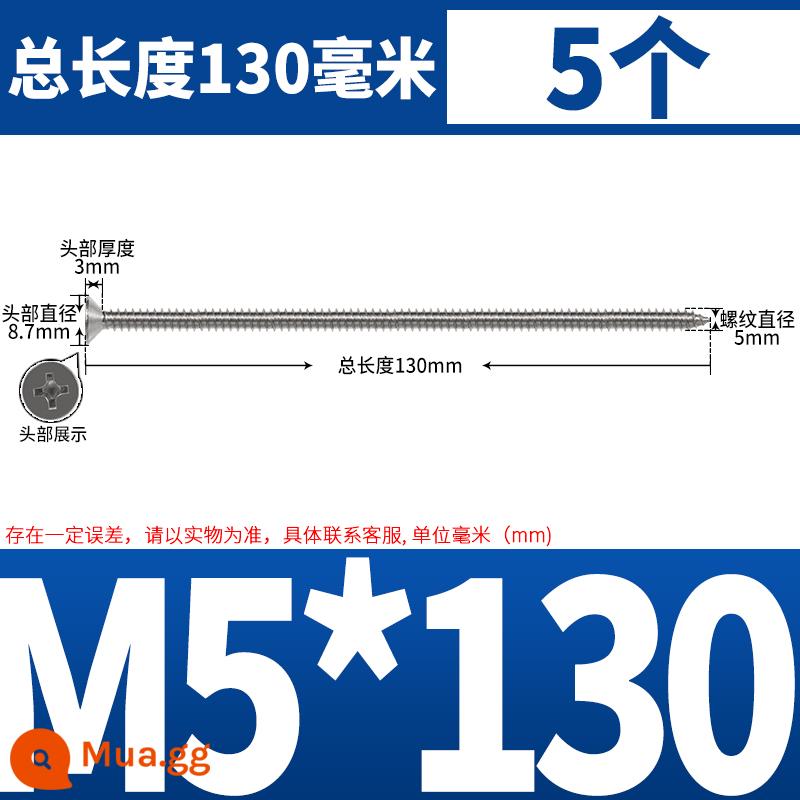 Thép không gỉ 304 dài thêm đầu chìm Vít tự tháo mở rộng đầu phẳng chéo vít gỗ M3M4M5-M8 * 200 - M5*130 (5 cái)