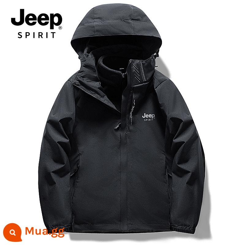 Jeep Jeep Sports Windskin Packet Áo khoác gói nữ đi bộ ngoài trời đi du lịch ngoài trời Vận động - Đen [Ba trong một nam]