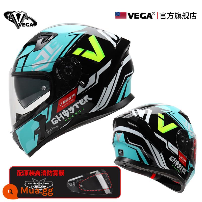 Mỹ VEGA Moto rcycle Mũ Bảo Hiểm Xe Máy Chạy Mũ Bảo Hiểm Chống Sương Mù Mùa Đông Nam Nữ Bốn Mùa Đa Năng Cá Tính mũ Bảo Hiểm Full - Màu xanh đen nhanh có khả năng chống sương mù