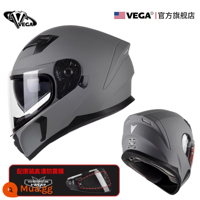 Mỹ VEGA Moto rcycle Mũ Bảo Hiểm Xe Máy Chạy Mũ Bảo Hiểm Chống Sương Mù Mùa Đông Nam Nữ Bốn Mùa Đa Năng Cá Tính mũ Bảo Hiểm Full - Xi măng xám mờ có chống sương mù