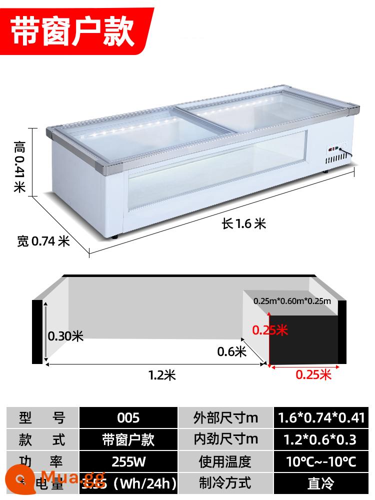 Xe ba bánh di động tủ lạnh tủ đông gian hàng thịt nướng đặc biệt thực phẩm nấu chín chiên xiên rau om máy tính để bàn tủ trưng bày giữ tươi mát - [160*74*41cm] Kiểu cửa sổ/có thể kết nối với pin