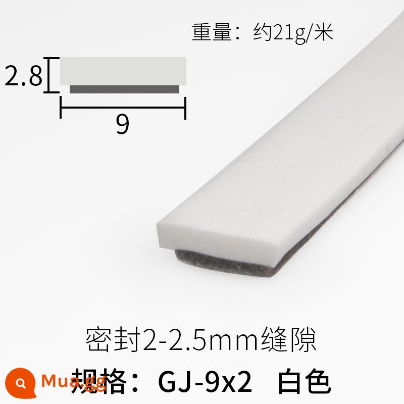 Dải niêm phong cửa và cửa sổ tự dính dải cách âm đường may cửa gỗ dải chống trộm khung cửa dải cửa chống va chạm cửa sổ dải keo cách nhiệt và chống gió - Silicone I loại 9X2mm màu trắng [gói 6 mét]