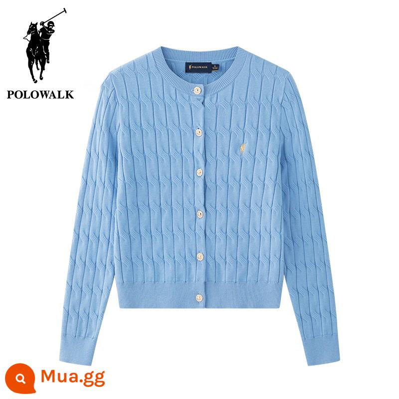 POLO THỂ THAO nữ mới cổ tròn dệt kim cardigan mùa thu hàng đầu mới Ralph Lauren polo màu cáp áo len áo khoác - Mẫu 188 màu xanh