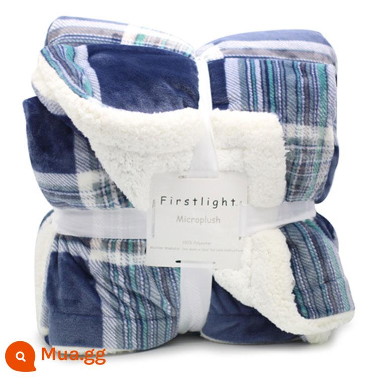 Chăn nhỏ ngủ trưa văn phòng chăn ngủ trưa đơn flannel san hô - Tiếng Anh dày hai lớp